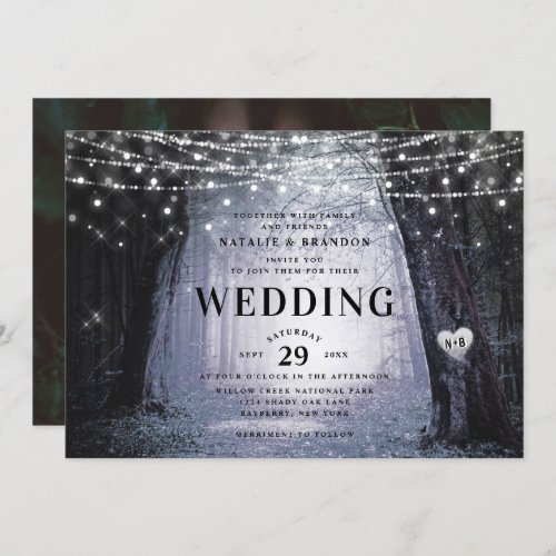 Evermore  Enchanted Fairy Forest  Purple Wedding Invitation