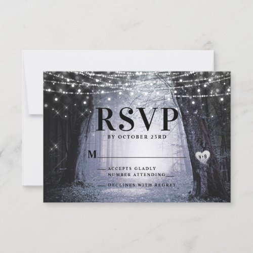 Evermore  Enchanted Fairy Forest  Purple Wedding RSVP Card