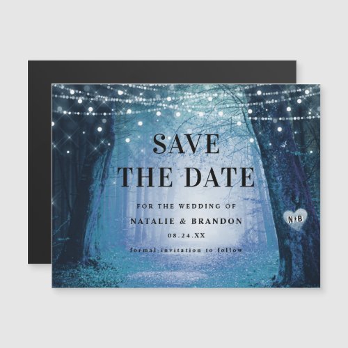 Evermore  Enchanted Forest Blue Save the Date Magnetic Invitation