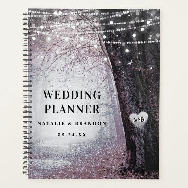 Evermore | Enchanted Forest Mauve Wedding Plans Planner (Front)