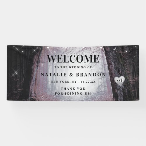Evermore  Enchanted Forest Mauve Wedding Welcome Banner