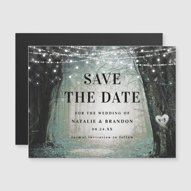 Evermore | Enchanted Forest Moss Save the Date Magnetic Invitation (Front/Back)