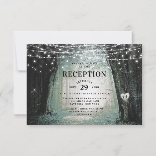 Evermore  Enchanted Forest Moss Wedding Reception Invitation