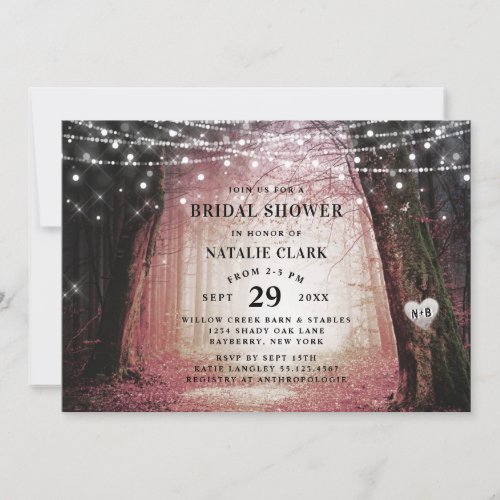 Evermore  Enchanted Forest Pink Bridal Shower Invitation