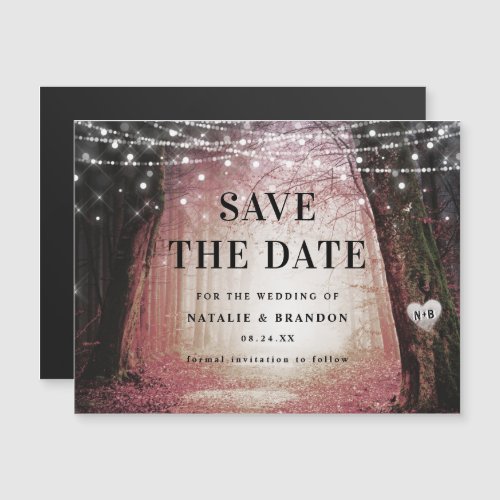 Evermore  Enchanted Forest Pink Save the Date Magnetic Invitation