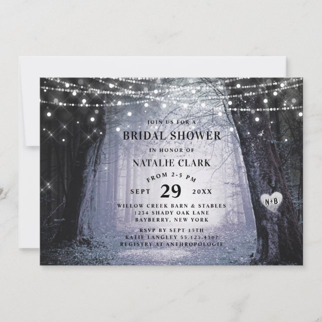 Evermore | Enchanted Forest Purple Bridal Shower Invitation (Front)