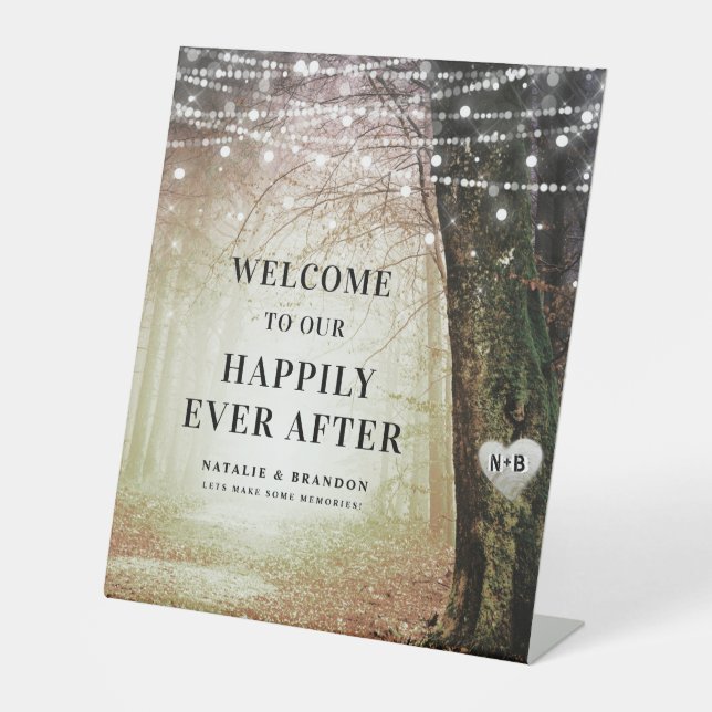 Evermore | Enchanted Forest | Reception Welcome Pedestal Sign (Front)