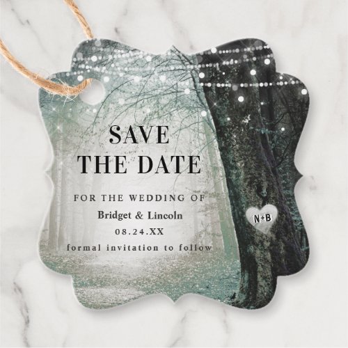 Evermore Enchanted Forest Save The Date with Photo Favor Tags