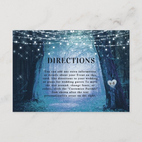 Evermore  Enchanted Forest Wedding Directions Enclosure Card