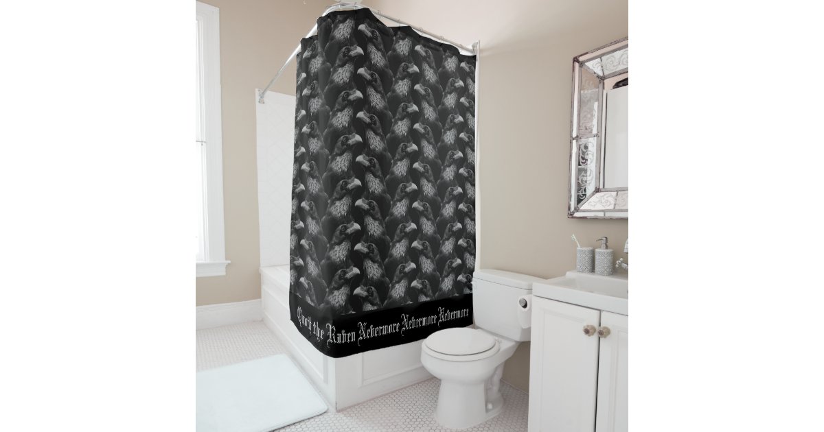 Evermore Gothic Raven Conspiracy Trad Goth Pattern Shower Curtain Zazzle Com Evermore Gothic Raven Conspiracy Trad, Gothic Shower Curtain