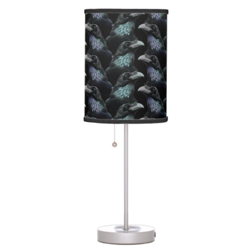 Evermore Gothic Raven Conspiracy Trad Goth Pattern Table Lamp