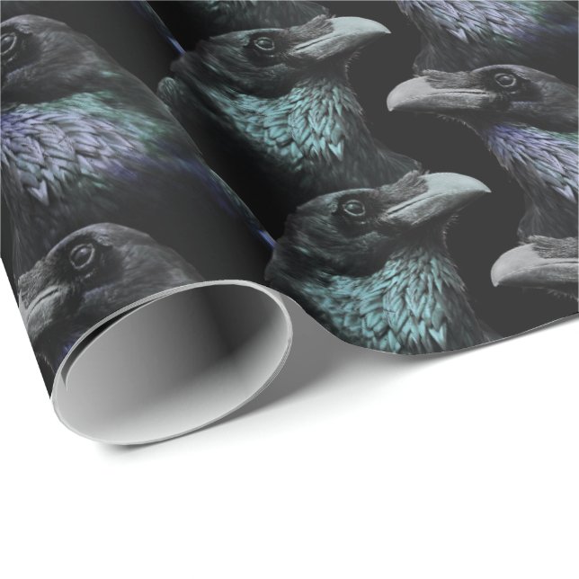 Evermore Gothic Raven Conspiracy Trad Goth Pattern Wrapping Paper (Roll Corner)