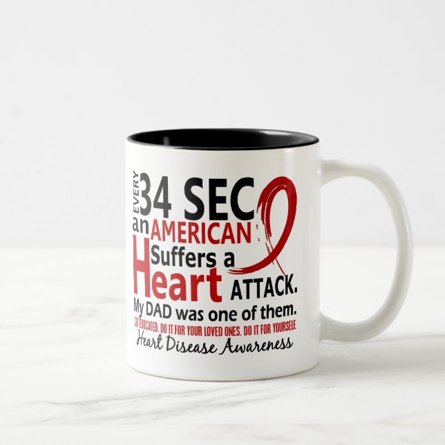 Every 34 Seconds Dad Heart Disease / Attack Two-Tone Coffee Mug (Right)