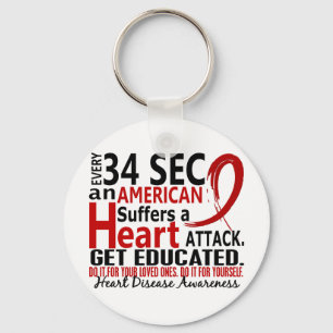 Every 34 Seconds Heart Disease / Attack Keychain