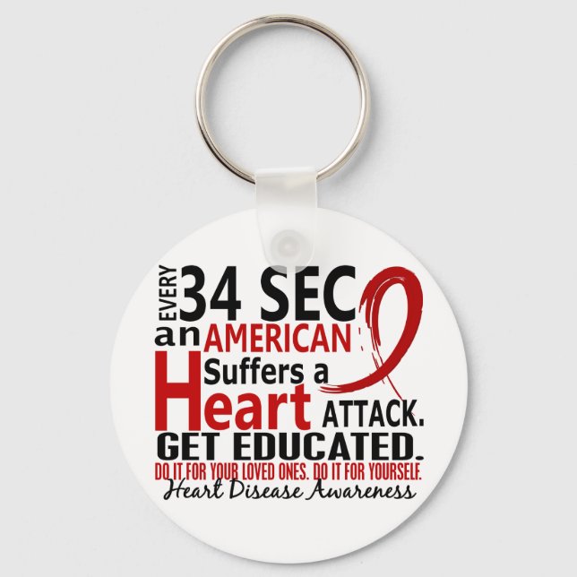 Every 34 Seconds Heart Disease / Attack Keychain (Front)