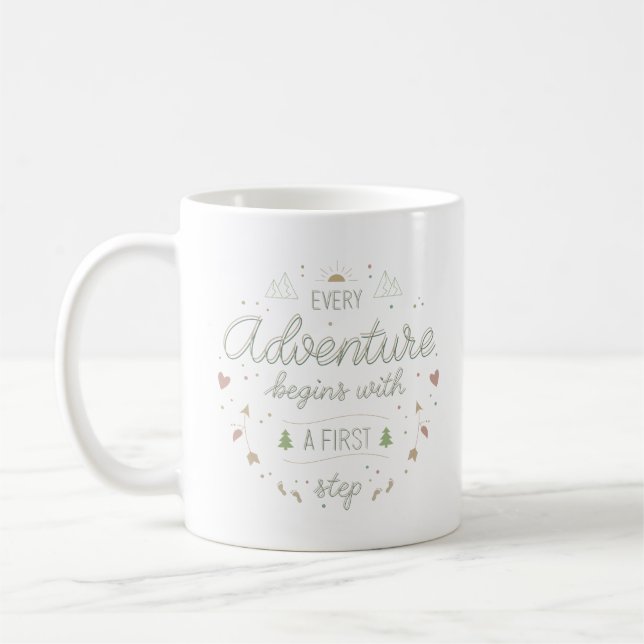 every adventure a first step coffee mug (Left)