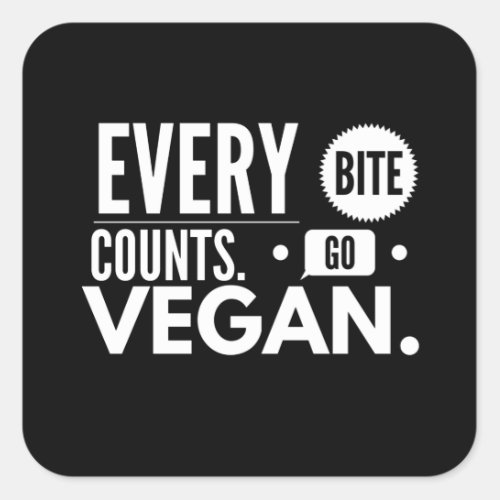 Every Bite Counts Go Vegan Square Sticker