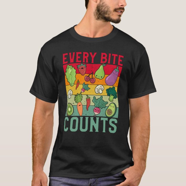 Every Bite counts Vegan Vegan Saying T-Shirt (Front)