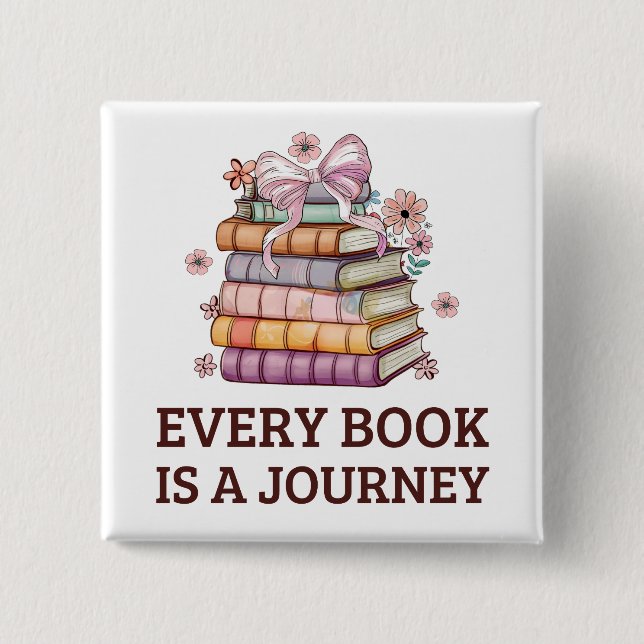 Every Book Is A Journey | English Teacher Gift Button (Front)