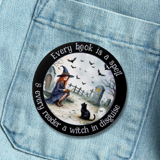 Every Book is a Spell on Black Button