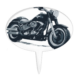 Every Boy loves a Fat Blue American Motorcycle Cake Topper