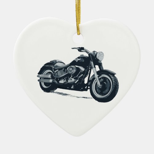 Every Boy loves a Fat Blue American Motorcycle Ceramic Ornament