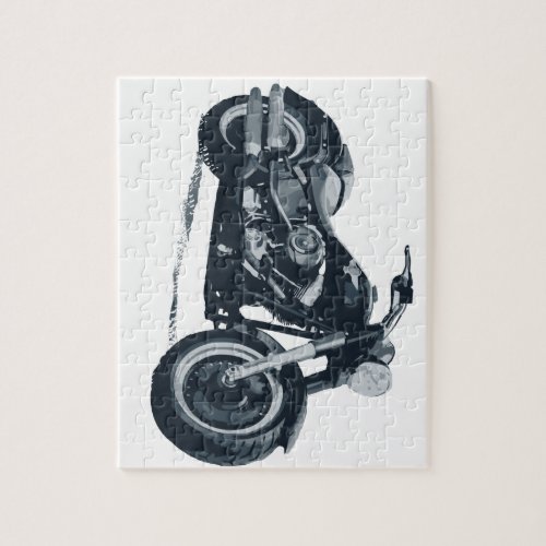 Every Boy loves a Fat Blue American Motorcycle Jigsaw Puzzle