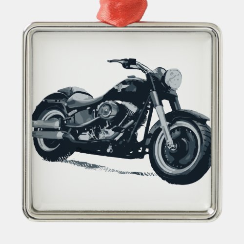 Every Boy loves a Fat Blue American Motorcycle Metal Ornament