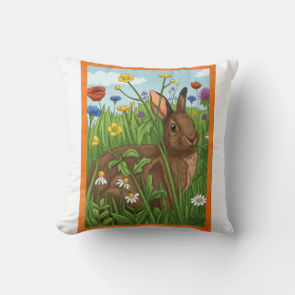 Every Bunny Loves Flowers Throw Pillow