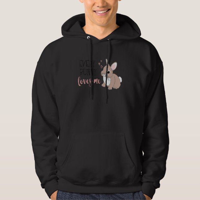 Every Bunny Loves Me Cute Baby Girl Easter Bunny Hoodie (Front)