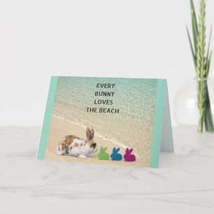 Every Bunny Loves The Beach Tropical Easter Holiday Card