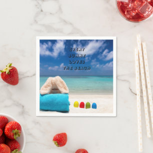 Every Bunny Loves The Beach Tropical Easter Napkins
