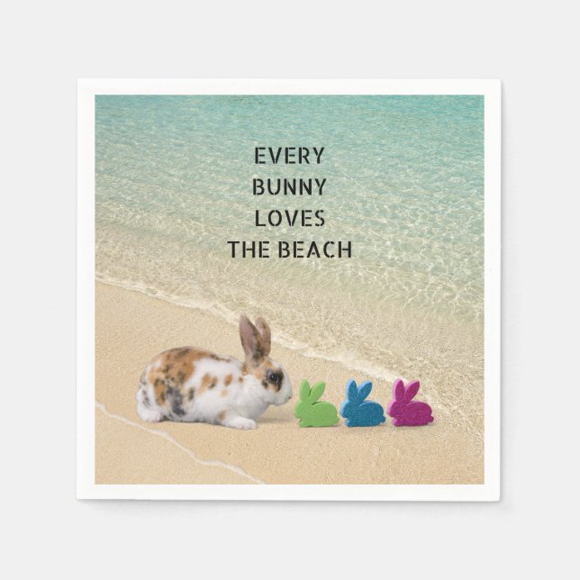 Every Bunny Loves The Beach Tropical Easter  Napkins (Front)