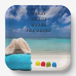 Every Bunny Loves The Beach Tropical Easter Paper Plates