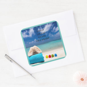 Every Bunny Loves The Beach Tropical Easter Square Sticker