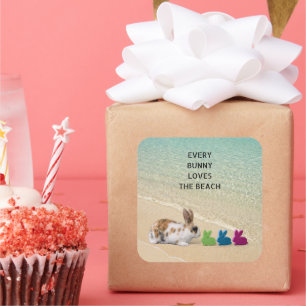 Every Bunny Loves The Beach Tropical Easter Square Sticker