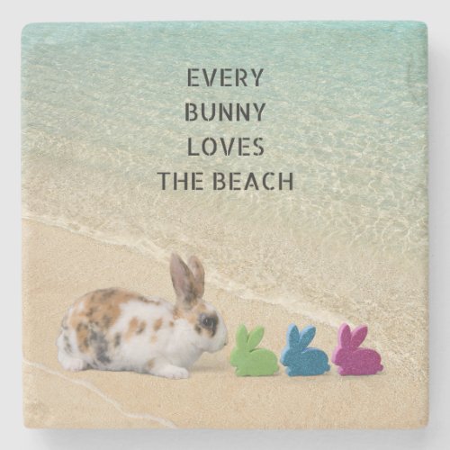 Every Bunny Loves The Beach Tropical Easter  Stone Coaster