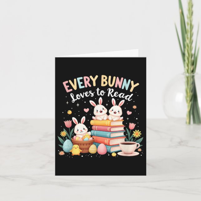Every Bunny Loves To Read Book Lover Easter Day Ap Card (Front)