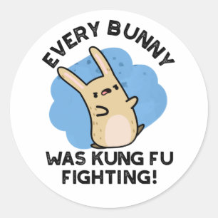 Every Bunny Was Kung Fu Fighting Funny Rabbit Pun Classic Round Sticker