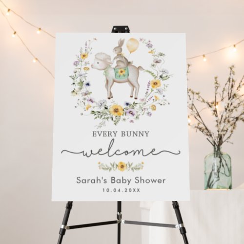 Every Bunny Welcome  Wildflower Lamb Baby Shower Foam Board