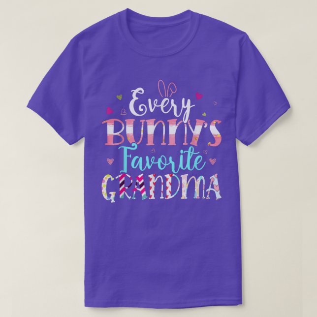 Every Bunny's Favorite Grandma Cute Hearts Happy E T-Shirt (Design Front)