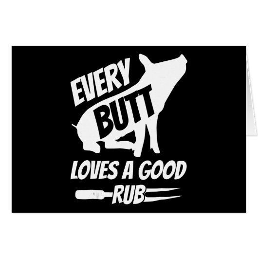 Every Butt Loves A Good Rub Funny Pig Pork BBQ Cards (Front Horizontal)