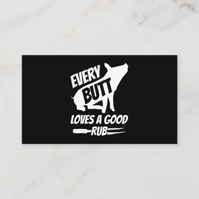 Every Butt Loves A Good Rub Funny Pig Pork BBQ Loyalty Card (Front)
