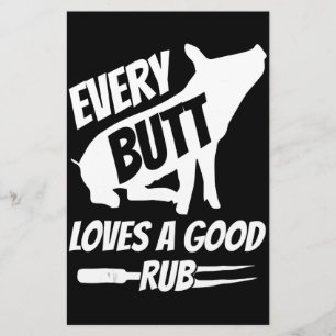 Every Butt Loves A Good Rub Funny Pig Pork BBQ Stationery