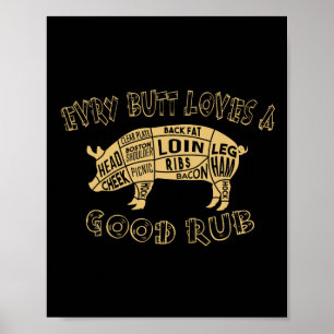 Every Butt Loves Deserves A Good Rub Bbq Pork Humo Poster