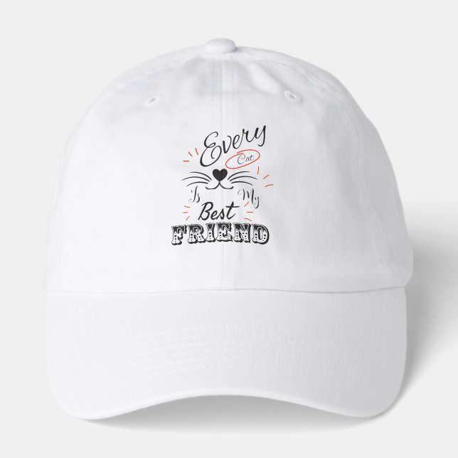 Every Cat Is My Best Friend – Cute Minimal Cat Lov Hat (Front)