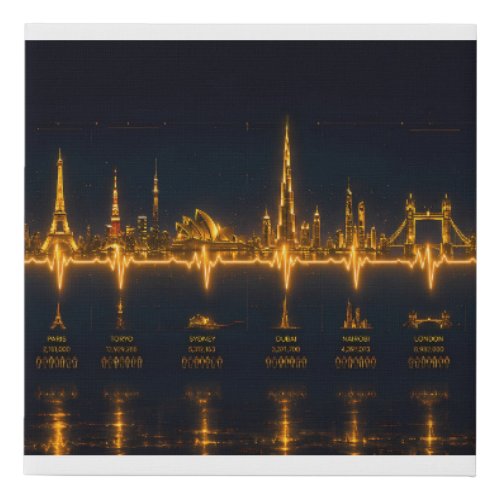 Every City Has a Heartbeat  Faux Canvas Print