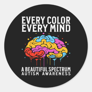 Every Color Every Mind Autism Awareness Kids Suppo Classic Round Sticker
