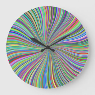 Every Color Sunburst Spiral Optical Illusion Art Large Clock
