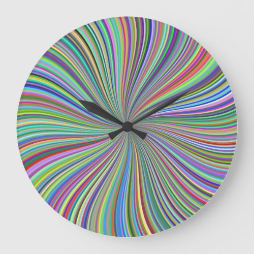 Every Color Sunburst Spiral Optical Illusion Art Large Clock